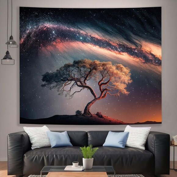 New Tree of Life Galaxy Tapestry, Starry Sky Wall Art for Room Decor, 51x60In - Picture 2 of 8